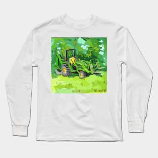 Artistic illustration of a “green” backhoe tractor with front loader Long Sleeve T-Shirt